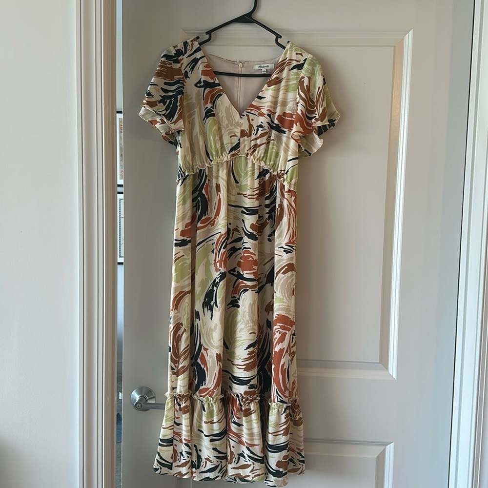 Size 2, Madewell brush pattern midi dress